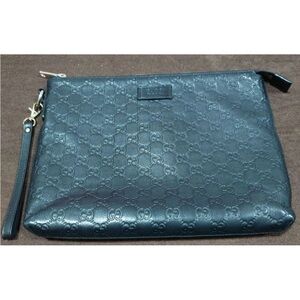 Gucci Black Embossed Leather Clutch